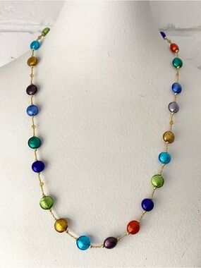 CC Zecchin Murano Glass of Venice Multicolor Colorful Bead Onda Necklace